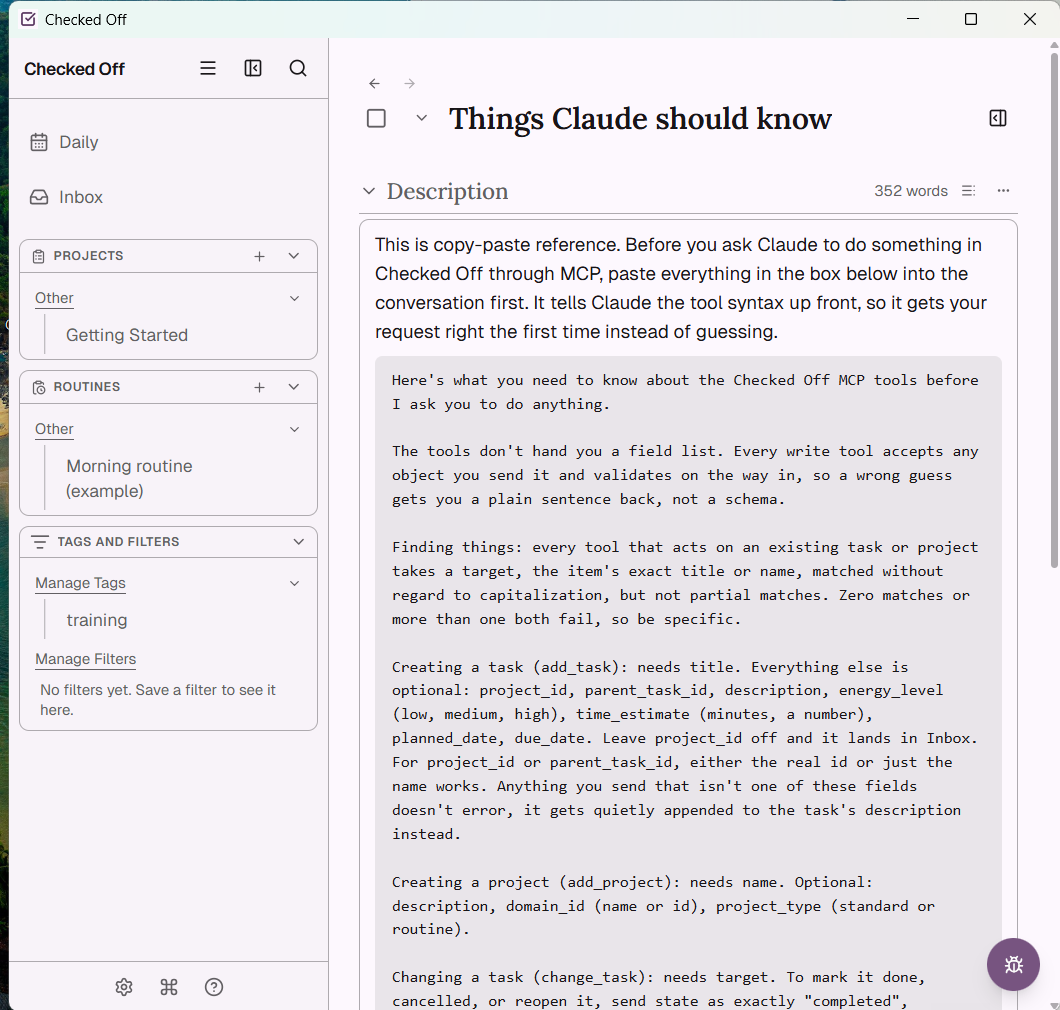 Task-level notes with markdown